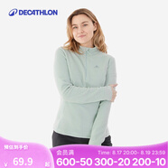 迪卡儂（DECATHLON）保暖戶外抓絨衣外套男女運(yùn)動(dòng)寬松秋搖粒絨外套沖鋒衣內(nèi)膽 女款-半拉鏈-綠色 L