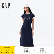 GAP女裝2025夏季新款LOGO修身運(yùn)動(dòng)無(wú)袖連衣裙長(zhǎng)裙衛(wèi)衣裙765947