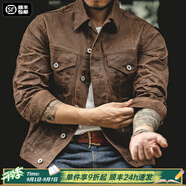 馬登工裝美式復(fù)古重磅帆布油蠟夾克男阿美咔嘰修身上衣硬漢男士外套秋 杏樹棕（不能水洗） 【外套男高級感痞帥】 2XL