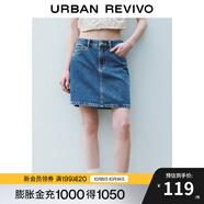 UR2025夏季新款女裝休閑簡約復古水洗牛仔半裙UYU850041 藍色 (無內襯) XL