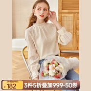 Olrain 歐芮兒雪紡上衣襯衫女秋裝新款甜美法式氣質(zhì)別致蕾絲衫 杏色（第二批次） L