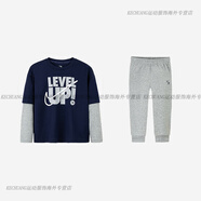 耐克（NIKE） 3brand童裝男女童T恤長(zhǎng)褲2件套2025秋新款兒童套裝N32432267 巖嶺灰 110 _56 【建議身高104-110cm】