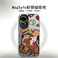 圖瑤 適用華為Nova13磁吸手機殼nova13pro鱷魚(yú)騎士彩銀殼全包硅膠高級感新款潮流卡通防摔保護套 透黑-猴子騎士 Nova13pro