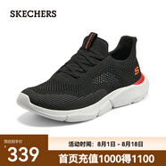 斯凱奇（Skechers）夏季男鞋新款輕便一腳蹬透氣網(wǎng)面休閑運(yùn)動(dòng)跑步鞋百搭慢跑鞋 黑色/210281-BLK 42.5