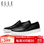 ELLE HOMME休閑鞋款透氣樂(lè )福鞋牛皮一腳蹬系列休閑皮鞋開(kāi)車(chē)鞋豆豆鞋 黑色HJH94173640 40 偏大建議拍下一碼