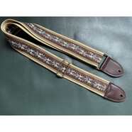 YAMAHA吉他背帶復(fù)古優(yōu)雅百搭繡花通用吉他背帶貝斯背帶GUITAR STRAP 花色(國(guó)產(chǎn)深棕色牛皮皮頭)