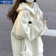 莫代爾連帽衛(wèi)衣女2025年春秋季新款寬松顯瘦時尚百搭休閑拉鏈開衫外套 杏色【春秋款】 M