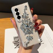 適用三星zfold5/6手機殼zfold3/4折疊透明w24保護套w22新款防摔 透明殼+水鉆雪花鏈 三星Galaxy Z Fold2