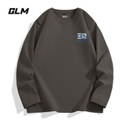 GLM白色長(zhǎng)袖t恤男春秋季重磅男裝打底衫純棉吸汗寬松大碼男士衣服