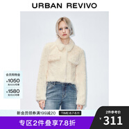UR秋冬新款女裝慵懶質(zhì)感軟糯毛絨短款翻領(lǐng)外套UYY140019 米白 S