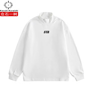 德絨半高領(lǐng)打底衫衛(wèi)衣男女秋冬內(nèi)搭美式潮牌白色長袖T恤 白色 品質(zhì)保障 贈(zèng)運(yùn)費(fèi)險(xiǎn) S 直發(fā)包退換