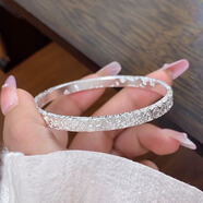 云妝蝶夢(mèng)足銀9999吉言招財手鐲實(shí)心閉口新中式送好友閨蜜節日生日最佳禮物 吉言招財手鐲+玫瑰花禮盒 約30g（60圈口)