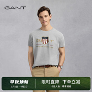 GANT/甘特【100%棉】男女情侶款學(xué)院風(fēng)美式休閑圓領(lǐng)短袖重磅T恤 93煙灰色 L