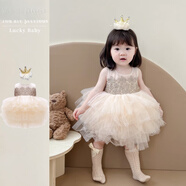 迪士尼（Disney）高端女童夏季寶寶生日周歲禮服網(wǎng)紗蓬蓬連衣裙兒童蛋糕刺繡公主裙 該款式尺碼偏小 80