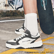 喬丹（QIAODAN）質(zhì)燥低幫板鞋男2025夏季透氣輕便運動休閑鞋男KM23240508 象牙色/鯊魚灰  40