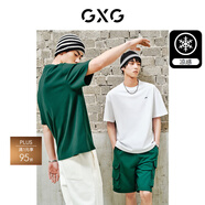 GXG男裝 夏季新款重磅系列精致小字母繡花圓領(lǐng)短袖T恤 綠色 2XL