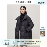 迪賽尼斯（DESIGNICE）冬季新款白鵝絨高級感通勤外套純色立領(lǐng)羽絨服女 黑色 XL