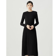 哥弟（GIRDEAR）女裝裙子新款長裙公主裙簡約套頭修身純色長袖連衣裙1500505 黑色 * XL