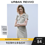UR2025夏季新款女學(xué)院風(fēng)立體裝飾Polo領(lǐng)短袖連衣裙UYY750050 花灰 XL