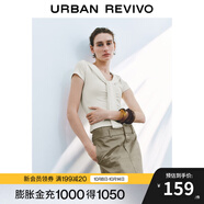 UR2025秋季新款女裝簡約設計感披肩式修身短袖T恤UWU450013 本白 S