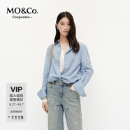 MO&Co.【C+系列】襯衫春高支高密挺括棉質(zhì)條紋MBE1SHT002 藍白條色 S