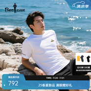 比音勒芬（Biemlfdlkk）【安心品質(zhì)冰舒棉】2025夏新款男士上衣親膚休閑運動(dòng)圓領(lǐng)短袖T恤 28米白 XL （110）