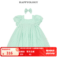 happyology英國兒童波點(diǎn)泡泡袖連身裙女童新品春全棉可愛夏連衣裙 綠底白波點(diǎn) 104 (104cm)