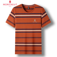 夢特嬌（MONTAGUT）條紋t恤男短袖夏季中青年圓領(lǐng)半袖T恤透氣休閑體恤上衣男款 紅色 M