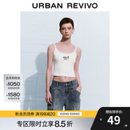 UR秋季新款女裝甜美休閑蕾絲花邊刺繡吊帶背心UWL440200 本白 XS