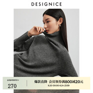 迪賽尼斯（DESIGNICE）冬季新款半高領(lǐng)全羊毛長(zhǎng)袖打底衫通勤毛針織衫女 深灰 M