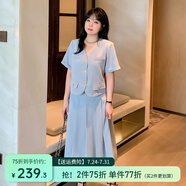 惟友胖妹妹夏季大碼女裝洋氣顯瘦套裝夏裝胖mm新款氣質(zhì)款 常規(guī) 7907款【霧霾藍(lán)】套裝 5XL 【尺碼偏大】 建議210-240斤