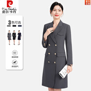 皮爾卡丹（pierre cardin）黑色西裝連衣裙女春秋正式場合高級感酒店經(jīng)理接待工作服正裝裙子 669灰色連衣裙 L (101-110斤)