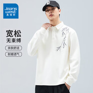 真維斯（Jeanswest）春秋季polo衫男長袖t恤男潮牌刺繡2025新款寬松休閑百搭上衣外套 白色 3XL 3XL建議160-175斤