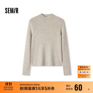 森馬（Semir）毛衣女冬季舒適緊身半高領(lǐng)正肩純色羊毛衫顯瘦打底衫101724107003