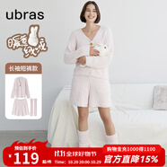 ubras【虞書欣同款】兔絨絨開襟家居服套裝厚款女加絨睡衣冬季女 【長袖短褲套裝】粉晨色 M