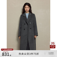 自巧（ZIQIAO）小個(gè)子正肩100%全羊毛雙面呢大衣女2023冬季新款毛呢西裝外套 淺棕灰 XS (2碼)
