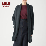 無印良品 MUJI 女式 含牦牛絨毛圈花式線長開衫長袖針織衫毛衣女裝W9AA052 炭灰色 M-L (165/88A）
