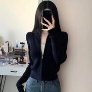 鄂爾多斯（EMZ）軟糯拉鏈衫女秋冬新品內搭休閑學(xué)院風(fēng)毛衣外套衛衣上衣 黑色 XL