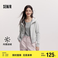 森馬（Semir）外套女短款插肩袖小個子潮2024冬季加絨緊身連帽夾克109724108015