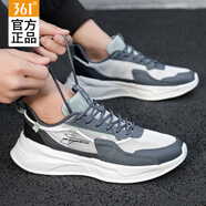 361°男鞋運(yùn)動(dòng)鞋子男夏季361度跑步鞋網(wǎng)面透氣戶外休閑鞋緩震老爹鞋男 羽毛白/煙灰 44