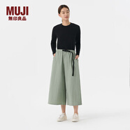 無印良品（MUJI） 女式 尼龍 寬版褲 褲子女款秋季 休閑褲 寬松褲 BEZ01C4A 卡其色 L(165/70A)