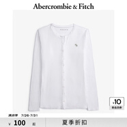 ABERCROMBIE & FITCH女裝經(jīng)典小麋鹿美式復(fù)古辣妹性感修身V領(lǐng)長(zhǎng)袖T恤KI139-5270 白色 M (165/96A)