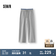 森馬（Semir）[商場(chǎng)同款]休閑褲女高腰撞色闊腿褲2025春季新款肌理衛(wèi)褲慵懶 灰白10801 M