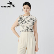 哥弟（GIRDEAR）女裝2025夏裝新款不規(guī)則單肩飄帶印花無袖襯衫上衣女130013 印花 L (4)