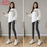 浪莎（LangSha）莫代爾九分打底褲女薄款百搭外穿修身顯瘦大碼運動瑜伽褲打底褲子 裝深灰色秋春薄款 九分褲 2條 M 80-100斤