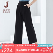 經(jīng)典故事（JANE STORY）經(jīng)典故事寬松直筒休閑褲女春季2025年新款通勤高腰垂感西裝闊腿褲 R05 黑色 L