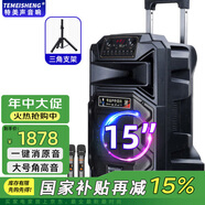 TEMEISHENG 特美聲SL12-31廣場舞音響戶外低音炮大音量家用k歌唱歌便攜式藍牙移動戶外音響大功率藍牙音箱 15寸標配+2支無線話筒+支架