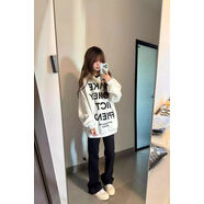 小紅書2025同款美式街頭字母印花連帽衛(wèi)衣女秋冬潮牌oversize慵懶 淺灰色加絨款 M