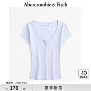 ABERCROMBIE & FITCH女裝24夏經(jīng)典小麋鹿美式復(fù)古辣妹歐若風(fēng)亨利式短袖T恤358101-1 紫色 XL (170/112A)