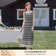 香影流蘇條紋黑色t恤女短袖2025夏裝新款寬松休閑風(fēng)正肩圓領(lǐng)上衣 黑色L85S797  無袖連衣裙 M 160/84A/95-110斤